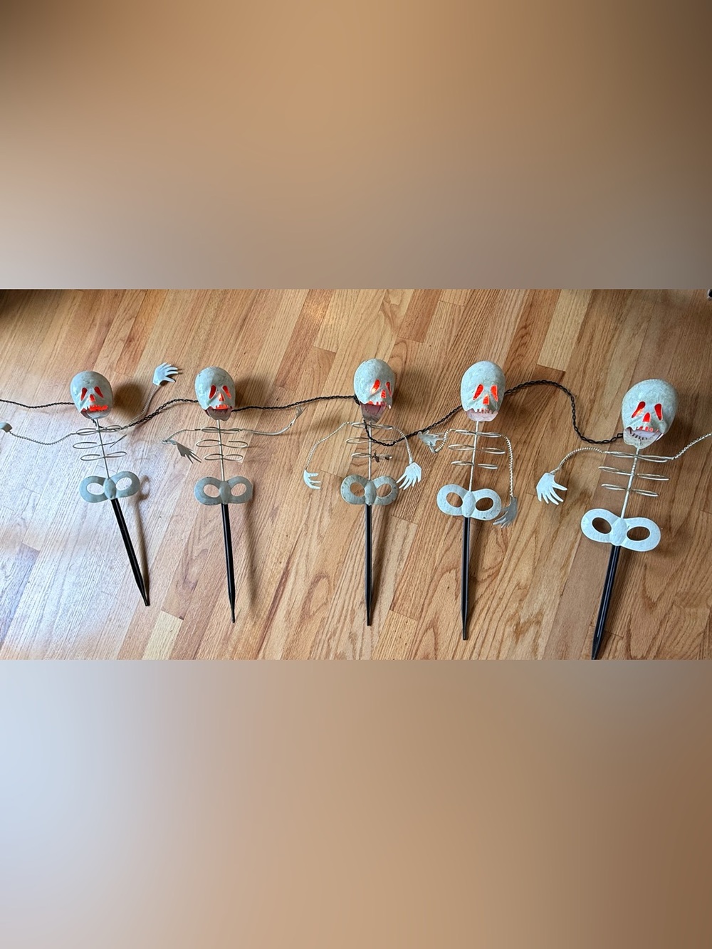 Vintage Pottery Barn Kids Halloween Light-Up Skeleton Stake Lights – Set of 5